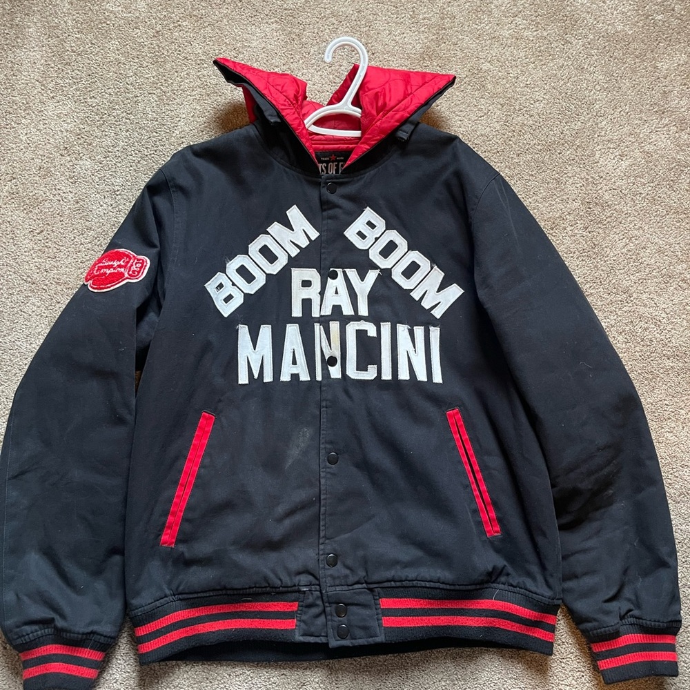 Black Jacket with Red 'Lightweight Champion' Boxing Glove Patch